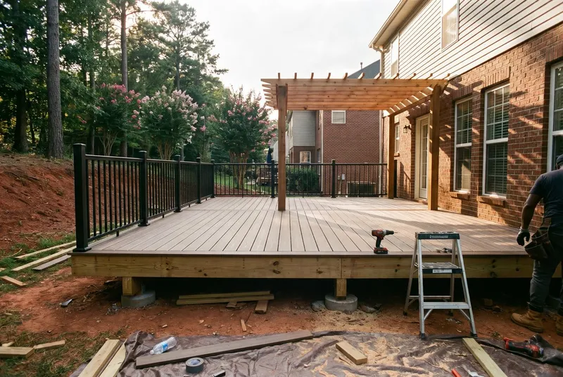 cedar pergola bolted to a deck frame (sample photo)
